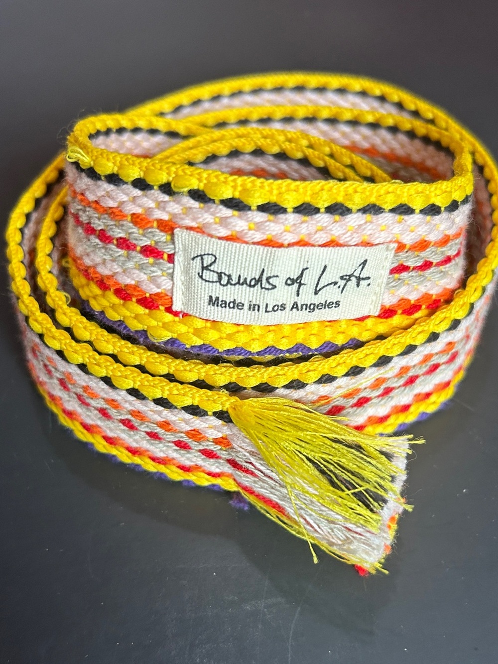 Bands of L.A. Woven Wrap Belt Free People Boho Multi-Color Yellow Fringe OS